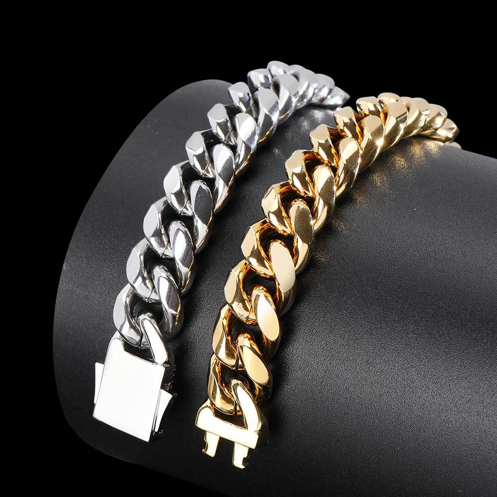 10mm 14K Gold or White Gold Plated Miami Cuban Link Bracelet - CRAZY DIAMOND DRIP