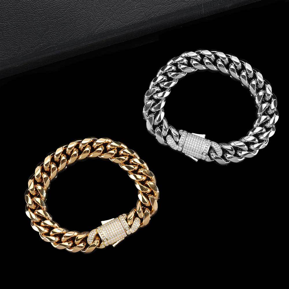 10mm 14K Gold or White Gold Plated Miami Cuban Link Bracelet - CRAZY DIAMOND DRIP