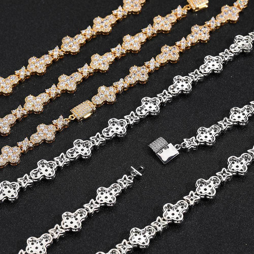 10mm Diamond Cross Stars Tennis Chain - CRAZY DIAMOND DRIP