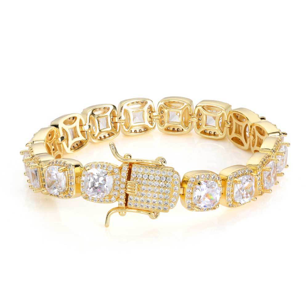 10mm Prong Diamond Halo Link Bracelet