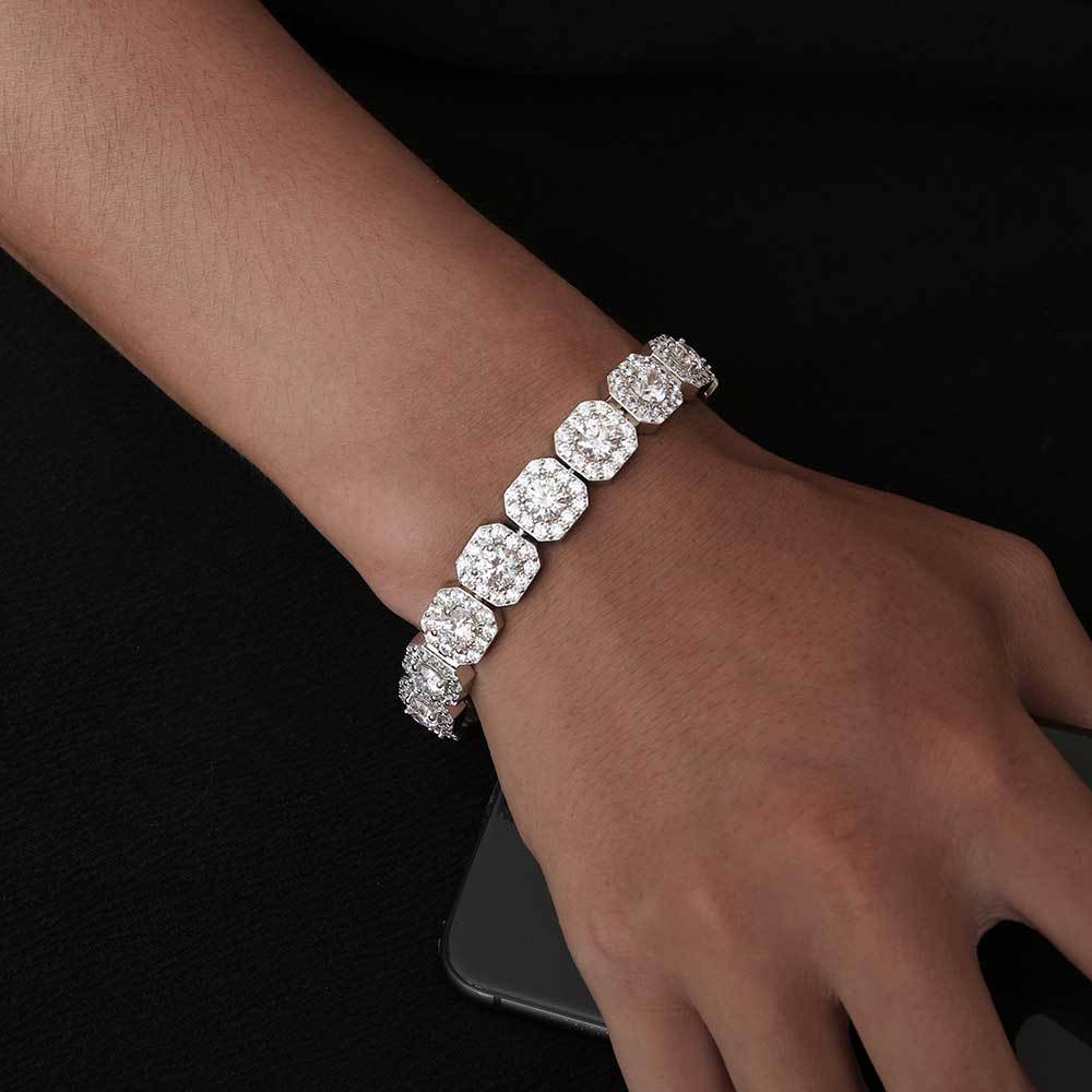 10mm Diamond Halo Link Bracelet