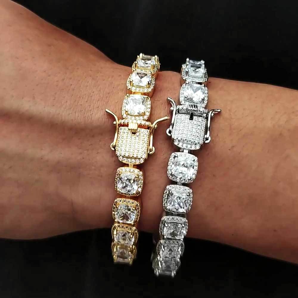 10mm Prong Diamond Halo Link Bracelet