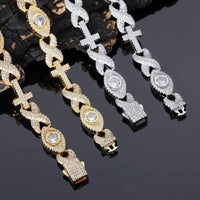 10mm Diamond Infinity Eye Cross Bracelet - CRAZY DIAMOND DRIP