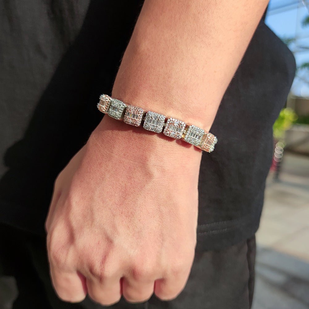 10mm Two-Tone Diamond Halo Bracelet