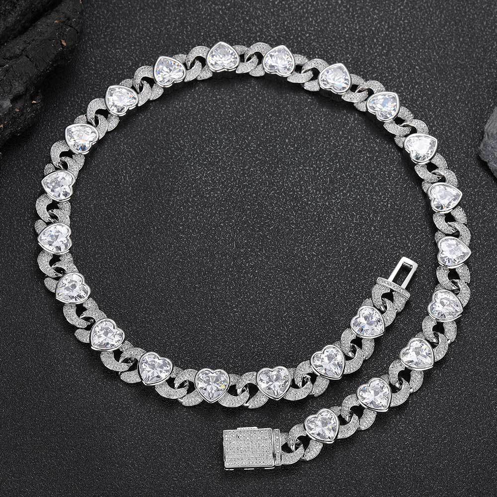 12mm Diamond Heart - Shaped Cuban Link Chain - CRAZY DIAMOND DRIP