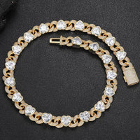 12mm Diamond Heart - Shaped Cuban Link Chain - CRAZY DIAMOND DRIP