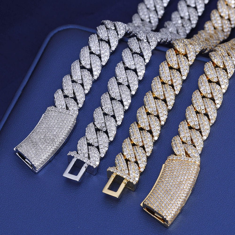 13mm S925 Sliver VVS Moissanite Miami Cuban Link Chain - CRAZY DIAMOND DRIP