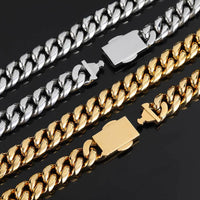 14k Gold & White Gold Plated 12mm Miami Cuban Link Chain - CRAZY DIAMOND DRIP