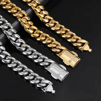 14k Gold & White Gold Plated 12mm Miami Cuban Link Chain - CRAZY DIAMOND DRIP