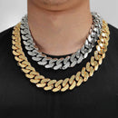 14k Gold & White Gold Plated 22mm Cuban Link Chain - CRAZY DIAMOND DRIP