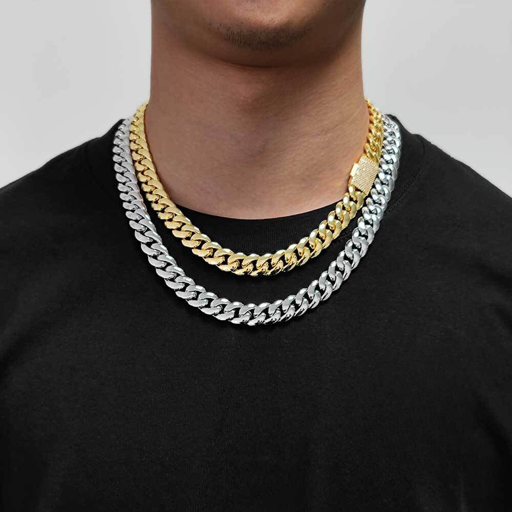 14k Gold & White Gold Cuban Link Chain-All Sizes