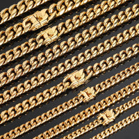 14mm 14k Gold & White Gold Plated Miami Cuban Link Chain&Bracelet - CRAZY DIAMOND DRIP