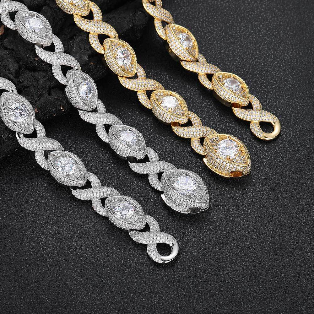 15mm Diamond Evil Eye Infinity Link Chain - CRAZY DIAMOND DRIP