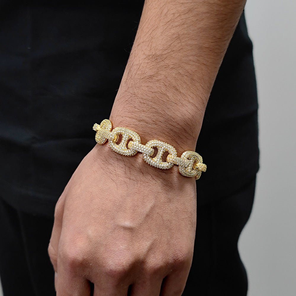 16mm Diamond Coffee Bean Cuban Link  Bracelet