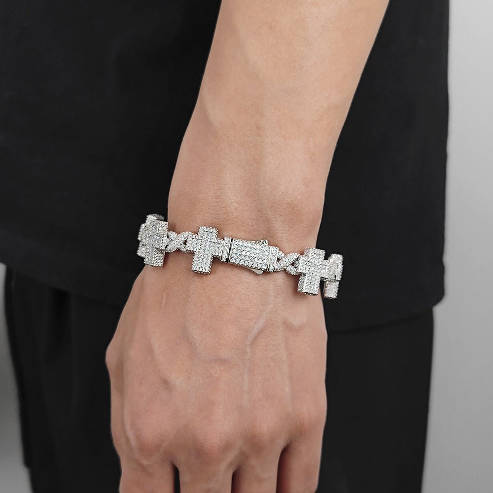 17mm Diamond Infinity Cross Bracelet