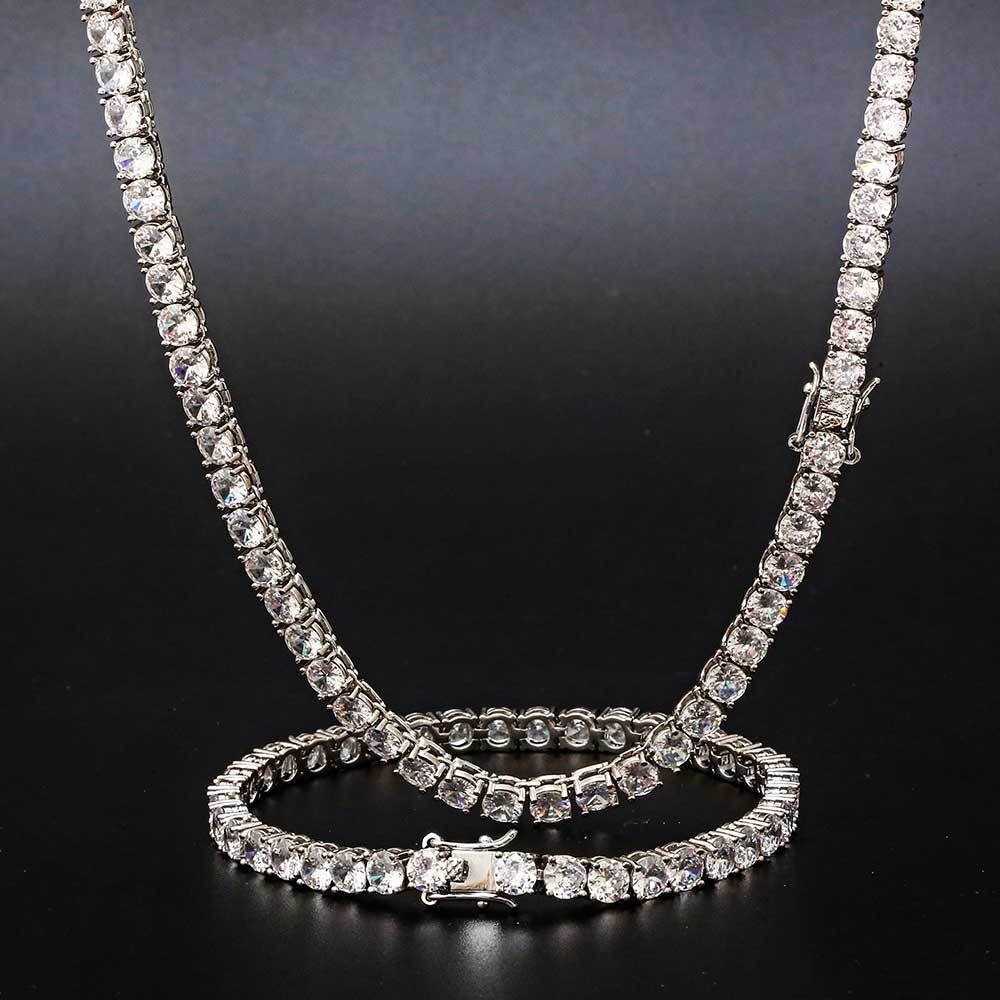 3mm Diamond Tennis Necklace&Bracelet-All Sizes