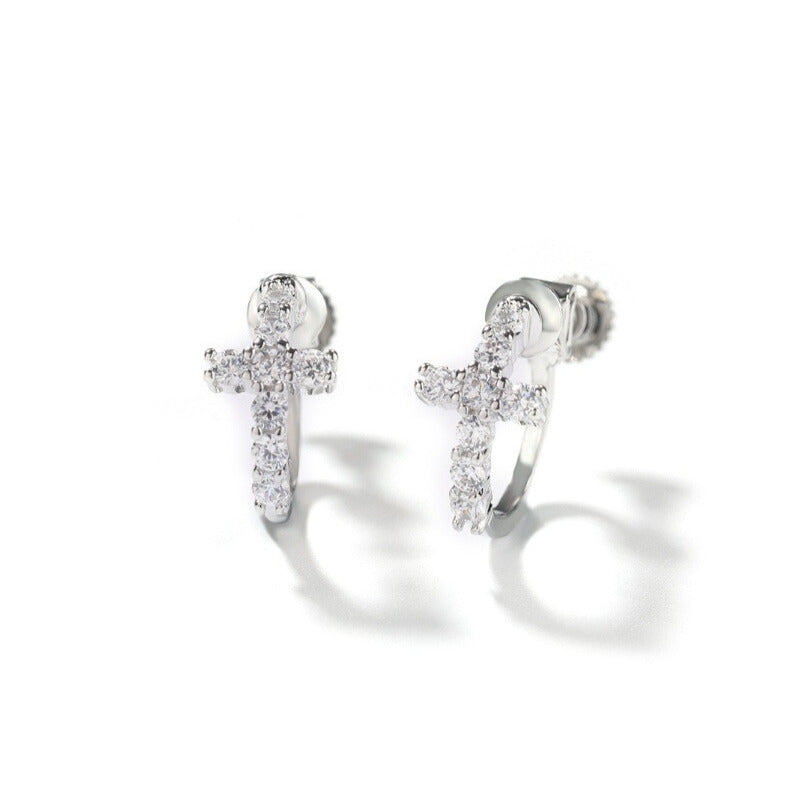 Diamond Cross Earrings