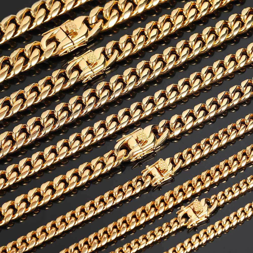 6mm 14k Gold & White Gold Plated Miami Cuban Link Chain&Bracelet - CRAZY DIAMOND DRIP