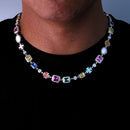 Luxury Multi-Colored Gemstone&Cross Necklace