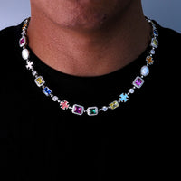 Luxury Multi-Colored Gemstone&Cross Necklace