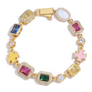 Luxury Multi-Colored Gemstone&Cross Bracelet