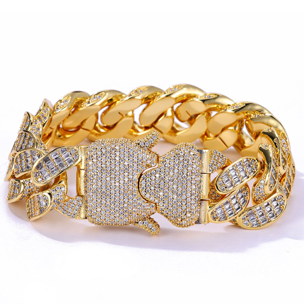 18mm Baguette Diamond Cuban Link Bracelet