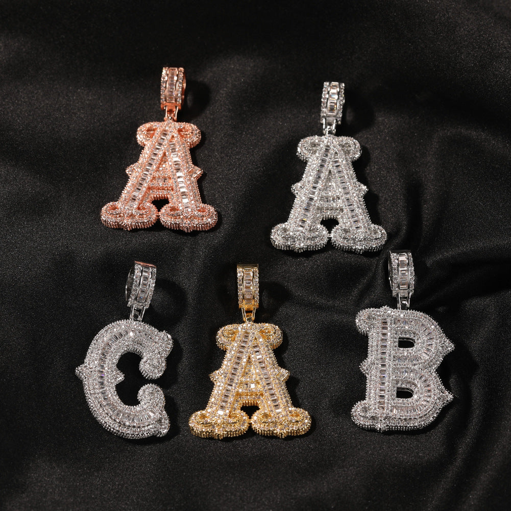 A-Z Diamond Gothic Font Letter Pendant