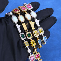 S925 VVS Moissanite Luxury Multi-Colored Gemstone&Cross Bracelet