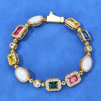 S925 VVS Moissanite Luxury Multi-Colored Gemstone&Cross Bracelet