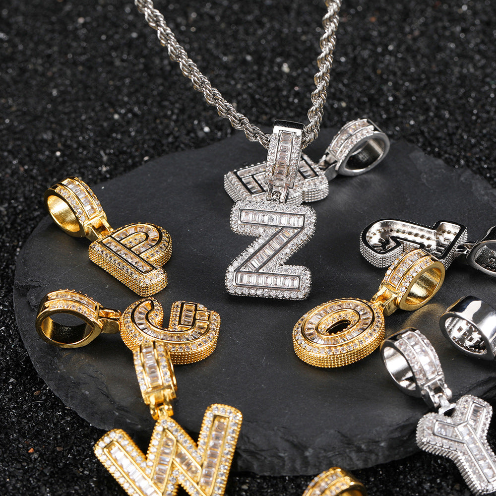 A-Z Baguette Diamond Letter Pendant