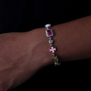 Luxury Multi-Colored Gemstone&Cross Bracelet