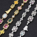 Luxury Multi-Colored Gemstone&Cross Necklace