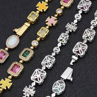 Luxury Multi-Colored Gemstone&Cross Bracelet