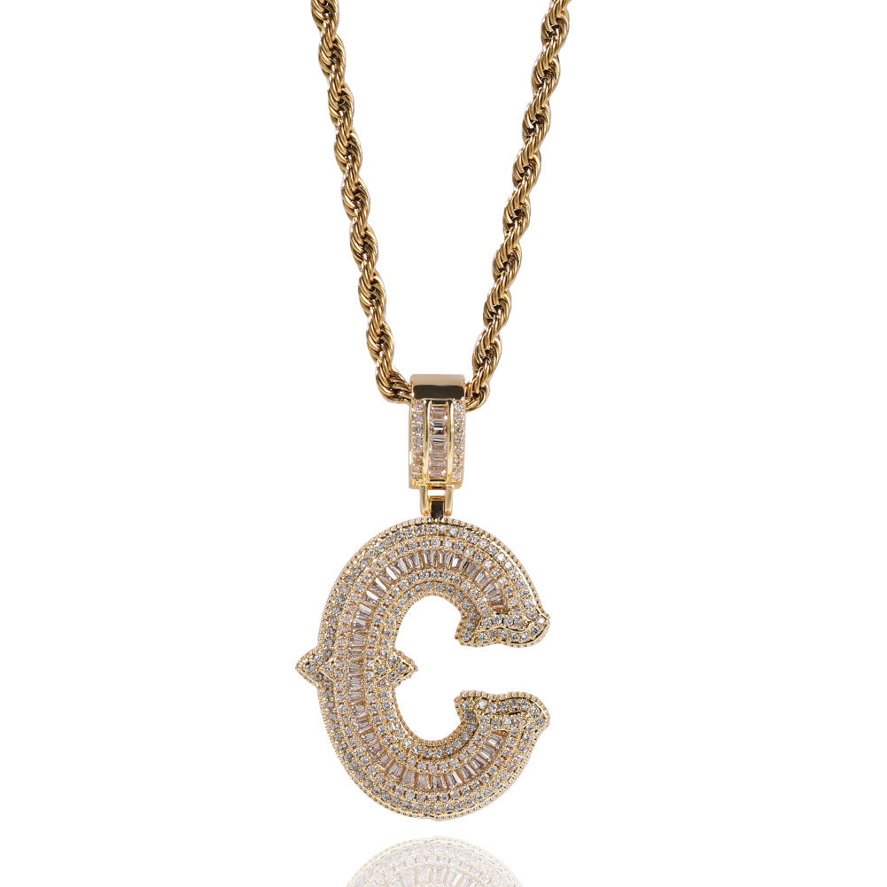 A-Z Diamond Gothic Font Letter Pendant