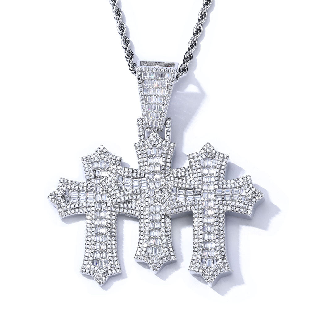 Triple Cross Diamond Pendant