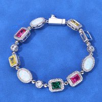 S925 VVS Moissanite Luxury Multi-Colored Gemstone&Cross Bracelet