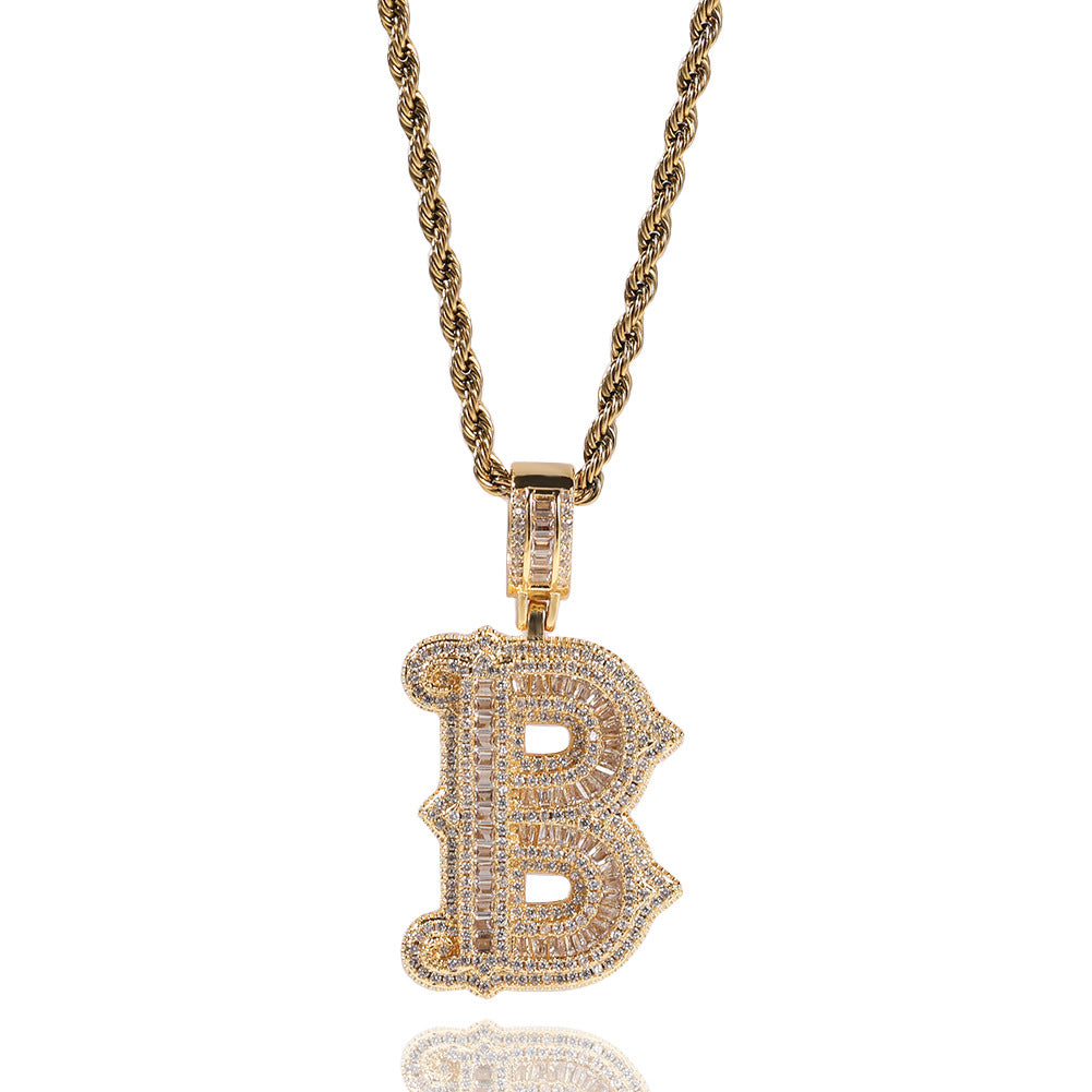 A-Z Diamond Gothic Font Letter Pendant