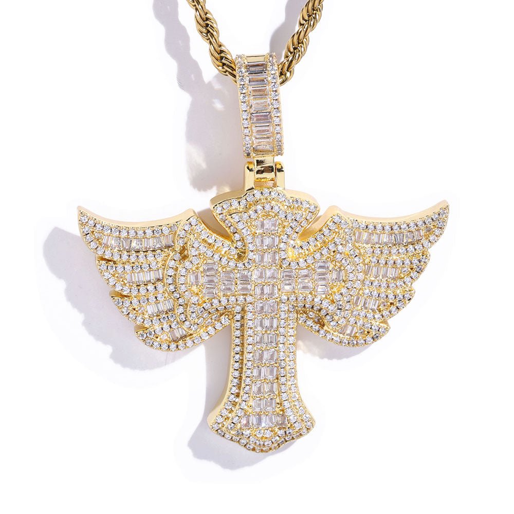 Diamond Angel Cross Pendant