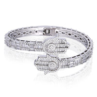 Diamond Baguette Cut Hamsa Open Bracelet - CRAZY DIAMOND DRIP