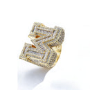 Diamond Baguette Cut Letter 'M' Ring - CRAZY DIAMOND DRIP