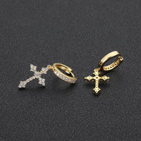 Diamond Cross Hoop Earrings - CRAZY DIAMOND DRIP