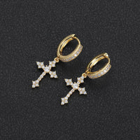 Diamond Cross Hoop Earrings - CRAZY DIAMOND DRIP