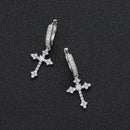 Diamond Cross Hoop Earrings - CRAZY DIAMOND DRIP