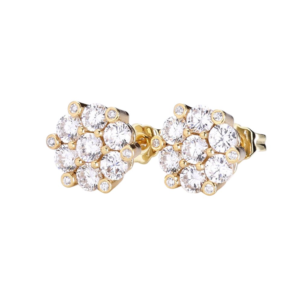 Diamond Flower Cluster Stud Earrings