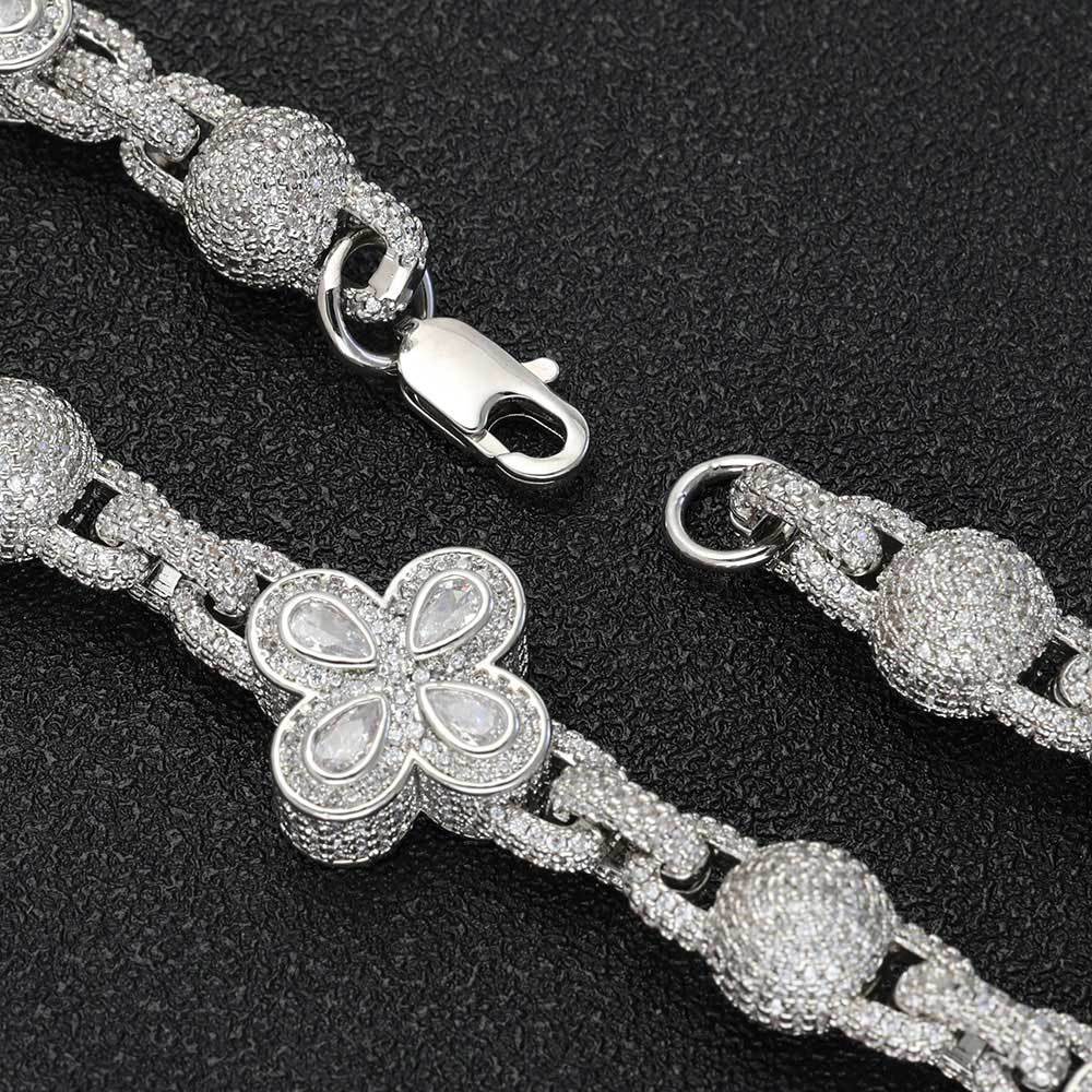 Diamond Four - Leaf Clover Ball Tennis Chain - CRAZY DIAMOND DRIP