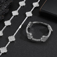 Diamond Four - Leaf Clover Tennis Chain&Bracelet - CRAZY DIAMOND DRIP