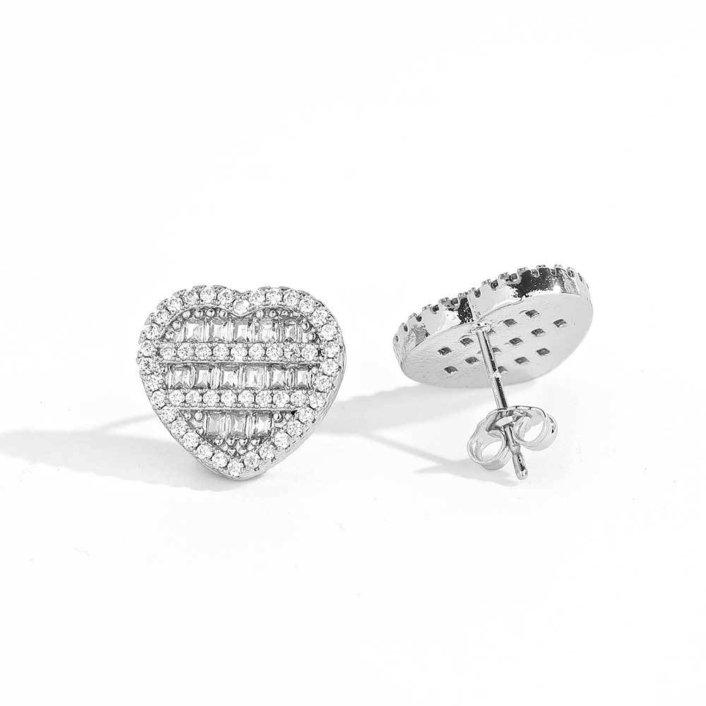 Diamond Heart Stud Earrings