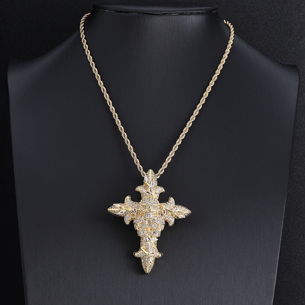 Diamond Skull Thorn Cross Pendant - CRAZY DIAMOND DRIP