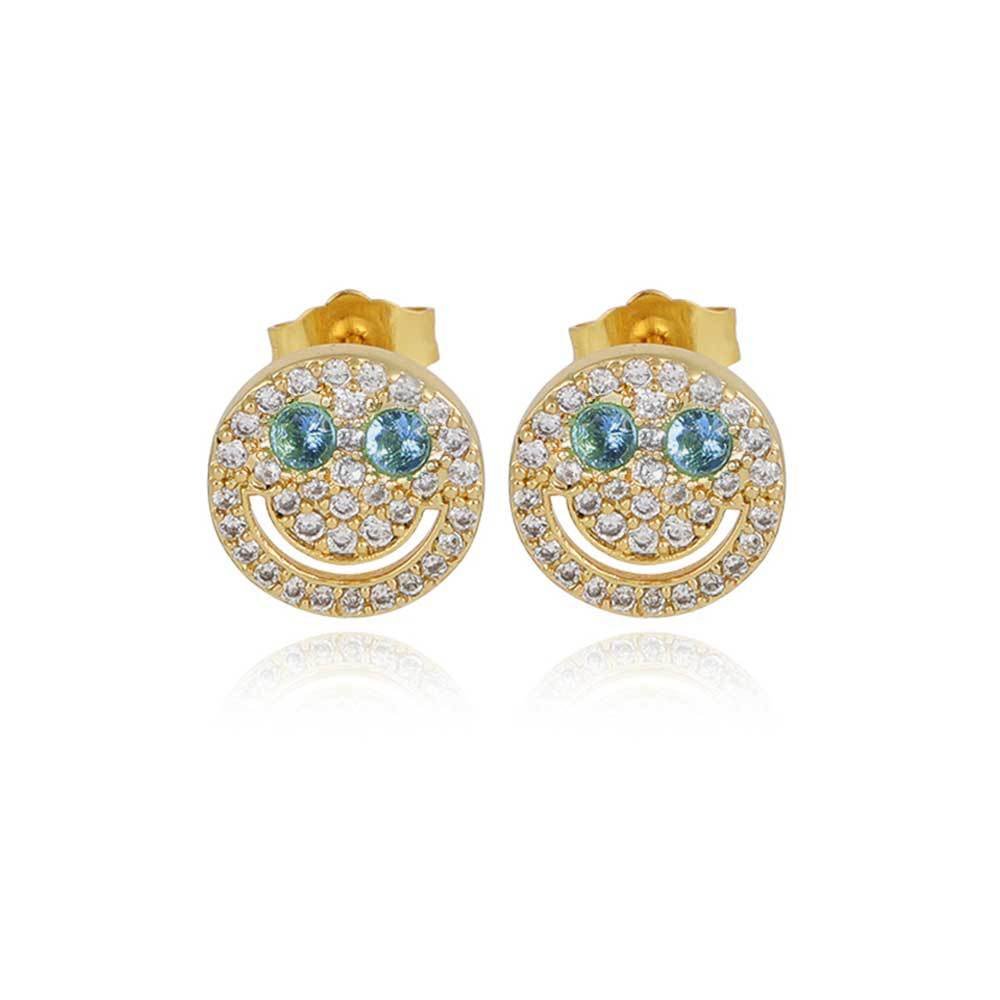 Diamond Smile Face Stud Earrings