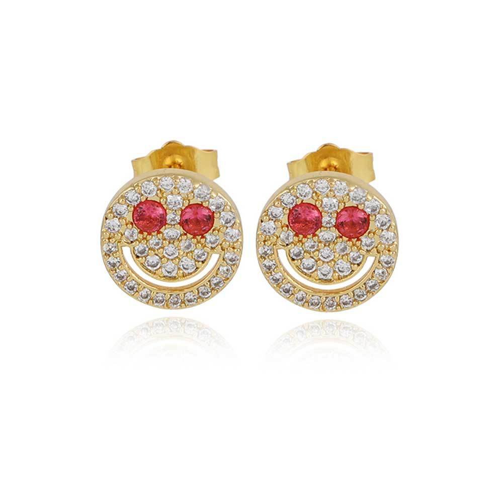 Diamond Smile Face Stud Earrings